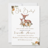 ニュートラルなママ鹿と赤ちゃん鹿のベビーシャワー 招待状 (正面)