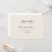 ニュートラルなミニマル水彩葉のハッピーマザーズデー カード (正面/裏面インサイチュ)