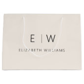 ニュートラルなモダン ミニマル モノグラム ネーム ラージペーパーバッグ (正面)