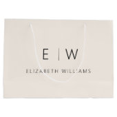 ニュートラルなモダン ミニマル モノグラム ネーム ラージペーパーバッグ (裏面)