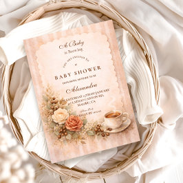 ニュートラルなルスティックスタイル 赤ちゃんが育まれている 招待状