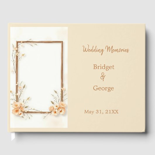 ニュートラルなルスティックボタニカルウェディング ゲストブック (正面)