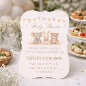 ニュートラルな動物のベビーシャワー招待状 招待状