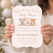 ニュートラルな動物のベビーシャワー招待状 招待状