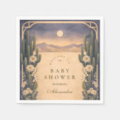 ニュートラルな南西部 カクタス ボタニカル ベイビー シャワー スタンダードカクテルナプキン (正面)