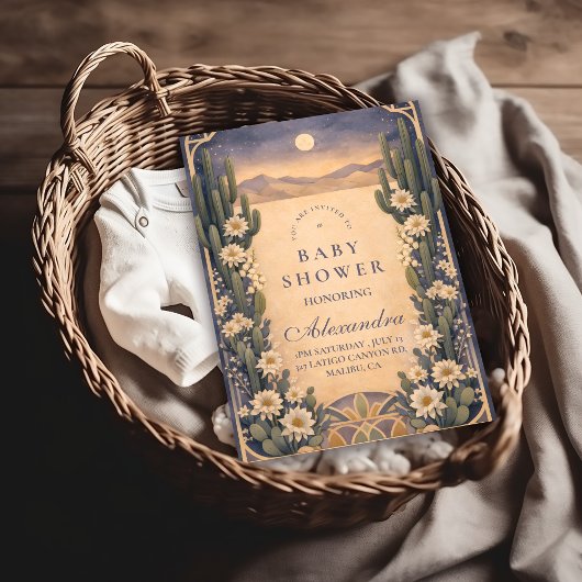 ニュートラルな南西部 カクタス ボタニカル ベイビー シャワー 招待状