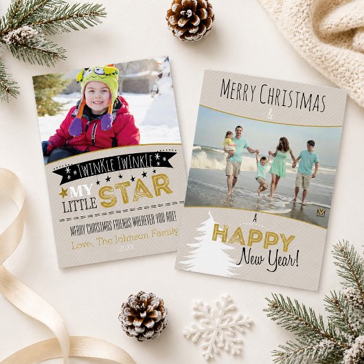 ニュートラルな子供と家族の写真クリスマスカード シーズンカード