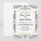 ニュートラルな幾何学模様のタイル 招待状 (正面/裏面)