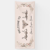 ニュートラルな手描きフラワーリングジェリーシャワー 横断幕 (縦)