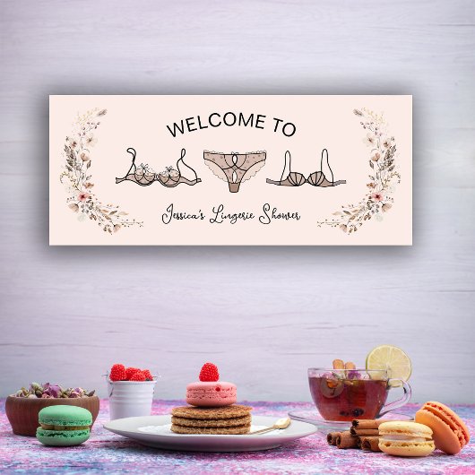 ニュートラルな手描きフラワーリングジェリーシャワー 横断幕