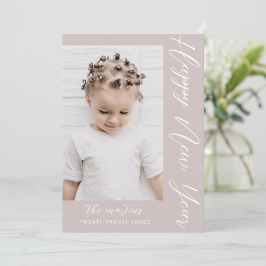 ニュートラルな新年の幸せな写真 シーズンカード (スタンド正面)