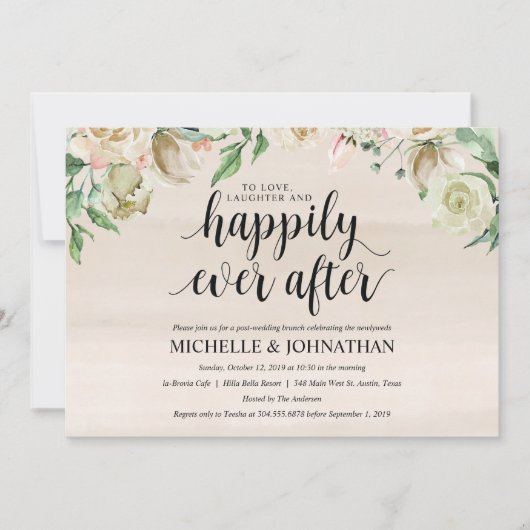 ニュートラルな春の結婚式後ブランチ招待状カード 招待状 (正面)