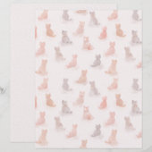 ニュートラルな水彩ねこパターン紙シート (正面/裏面)