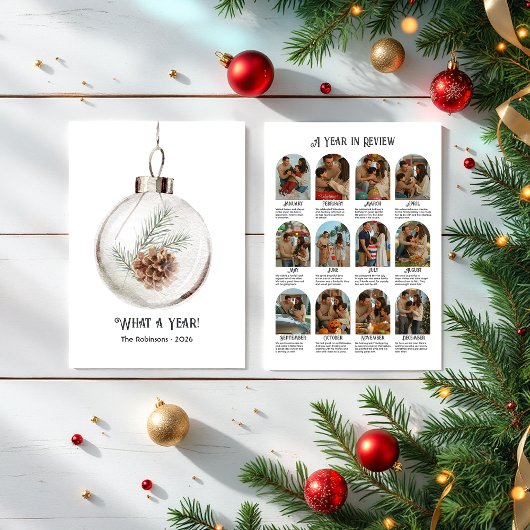 ニュートラルな水彩画の松ぼっくり 年間ベストレビュー ホリデー シーズンカード