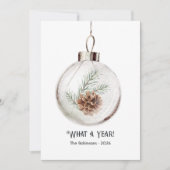 ニュートラルな水彩画の松ぼっくり 年間ベストレビュー ホリデー シーズンカード (正面)