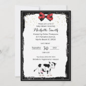 ニュートラルな牛柄ベビーシャワー招待状 招待状 (正面)