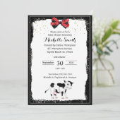 ニュートラルな牛柄ベビーシャワー招待状 招待状 (スタンド正面)