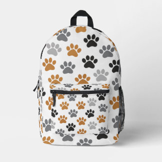 ニュートラルな犬の足跡パターン プリントバックパック
