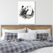 ニュートラルな色の森の中の水色のクマ キャンバスプリント (インサイチュ (寝室))