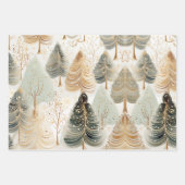 ニュートラルな色合いがクリスマスの魔法を捉えたデザイン ラッピングペーパーシート (正面3)