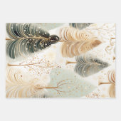 ニュートラルな色合いがクリスマスの魔法を捉えたデザイン ラッピングペーパーシート (正面2)