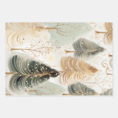 ニュートラルな色合いがクリスマスの魔法を捉えたデザイン ラッピングペーパーシート (正面)