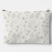 ニュートラルな色合いの美しい手描きの花 アクセサリーポーチ (裏面)