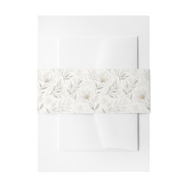 ニュートラルな色合いの美しい手描きの花 招待状ベリーバンド