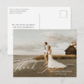 ニュートラルな花のカリグラフィー結婚式の写真お礼カード ポストカード (正面/裏面)
