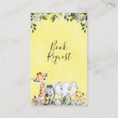 ニュートラルな葉サファリ動物ブックリクエストの挿入 名刺 (裏面)