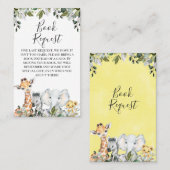 ニュートラルな葉サファリ動物ブックリクエストの挿入 名刺 (正面/裏面)