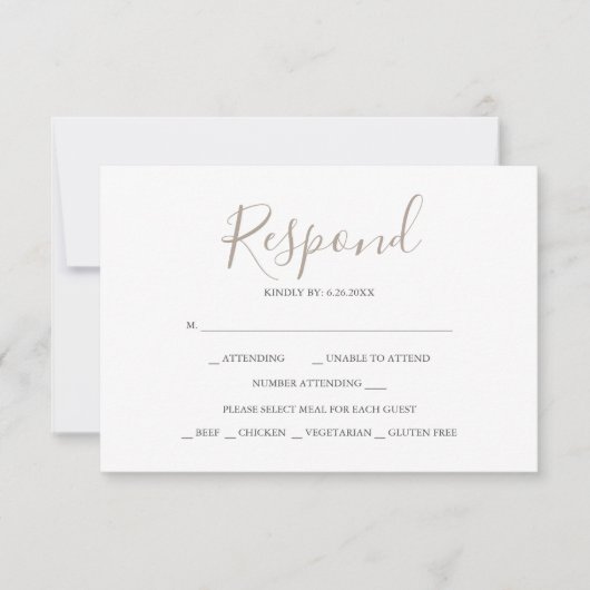 ニュートラルな返信カード 出欠カード (正面)