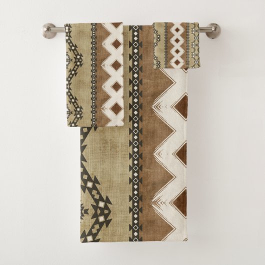ニュートラルな部族の泥の布のパターン バスタオルセット (インサイチュ)