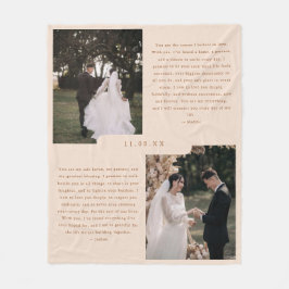 ニュートラルな2枚の写真のカップルの結婚の誓い フリースブランケット