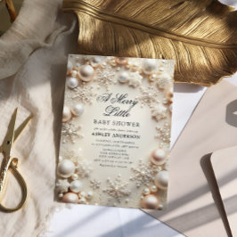 ニュートラルな 楽しい小さなベイビーシャワー 招待状