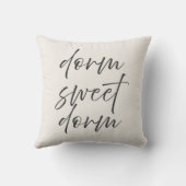 ニュートラルな「Dorm Sweet Dorm」枕 | アイボリー&グレー クッション (裏面)