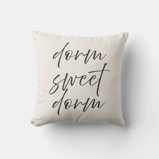 ニュートラルな「Dorm Sweet Dorm」枕 | アイボリー&グレー クッション (正面)