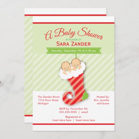 ニュートラルは|の冬のベビーシャワーの招待状を結び付けます 招待状 (正面/裏面)