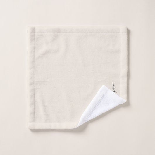 ニュートラルアイボリーモダンシグネチャースクリプトモノグラム バスタオルセット (ウォッシュタオル)