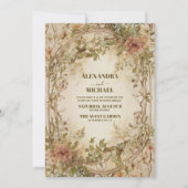 ニュートラルアースボヘミアン結婚フローラ 招待状 (正面)