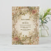 ニュートラルアースボヘミアン結婚フローラ 招待状 (スタンド正面)