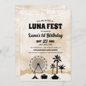 ニュートラルアースントーンミュージックフェスティバル誕生日 招待状 (正面/裏面)