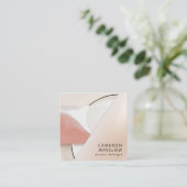 ニュートラルアースートーンモダン抽象芸術 スクエア名刺 (スタンド正面)