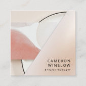 ニュートラルアースートーンモダン抽象芸術 スクエア名刺 (正面)
