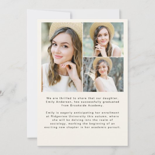 ニュートラルアーチエーシンプルト卒業写真卒業 案内状 (裏面)