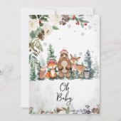 ニュートラルウィンターウッドランドベビーシャワー 招待状 (裏面)