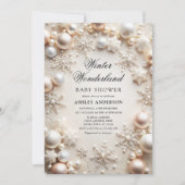 ニュートラルウィンターワンダーランド赤ちゃんシャワー 招待状 (正面)