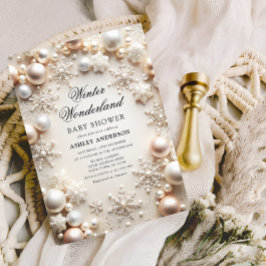 ニュートラルウィンターワンダーランド赤ちゃんシャワー 招待状