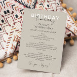 ニュートラルウィークエンド誕生日旅程招待状 招待状<br><div class="desc">ニュートラル暖かい灰色のモダン書道週末スケジュールのタイムライン。デザインはエレガントスタイル文字レイアウトを備えている。詳細な変更を行うには、[このテンプレートクリックをパーソナライズすカスタマイズる]のオプションを選択してください。</div>