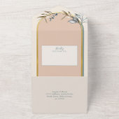 ニュートラルウェディング招待&RSVPロマンチックコットン オールインワン招待状 (外側)